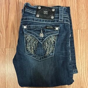 Miss Me Blue Denim Jeans with Embellished Pockets